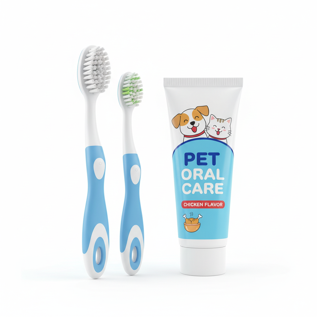 Kit brosse à dents et dentifrice pour chien et chat