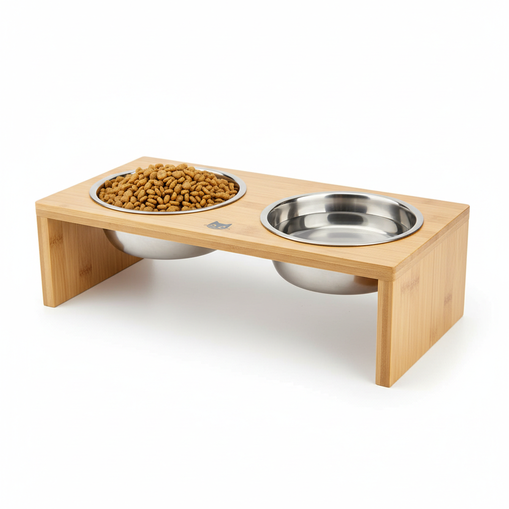 Set Gamelles Surlevées en Inox pour Chat