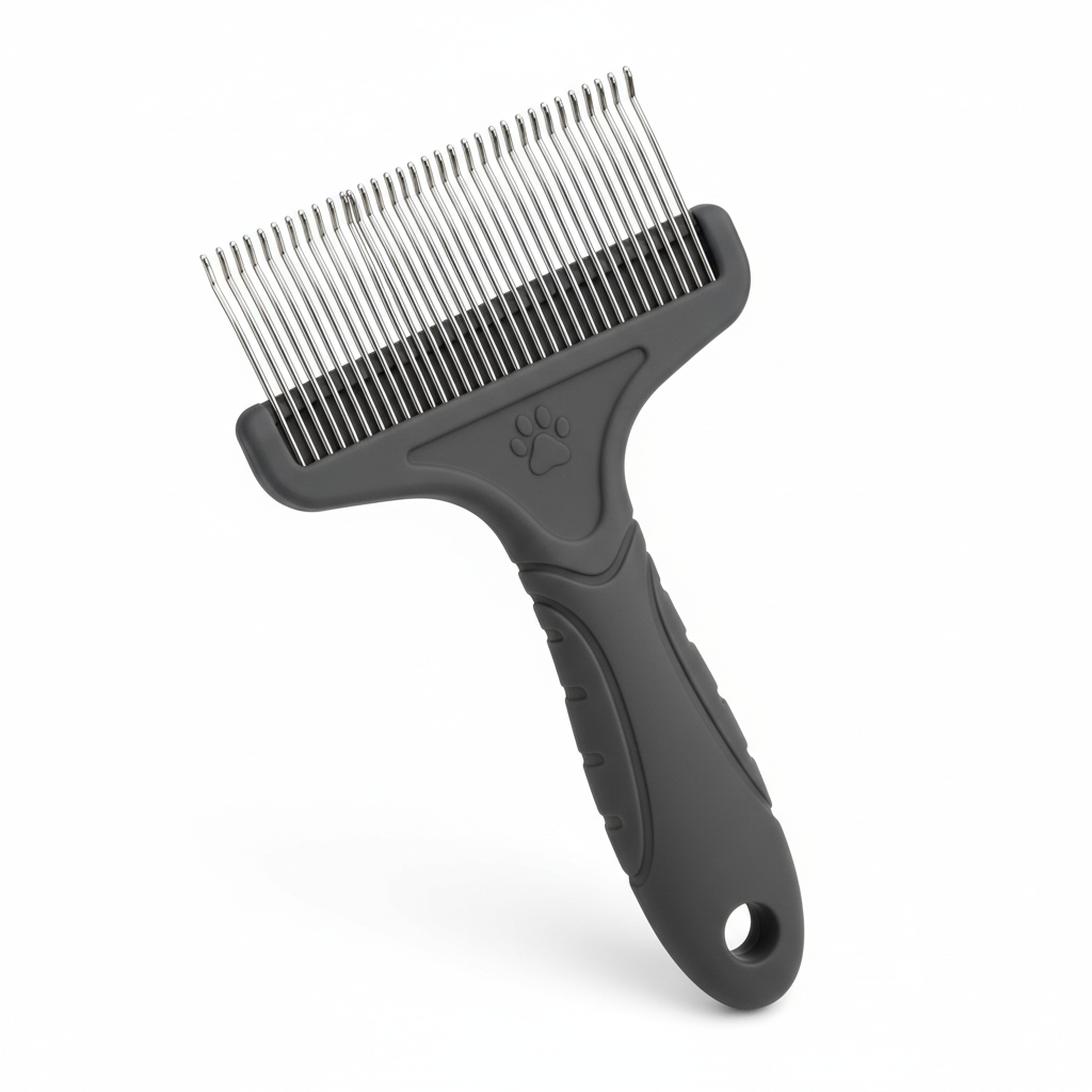 Peigne Anti-Poils pour Chat — Sous-Poil & Boules de Poils, Acier Inox